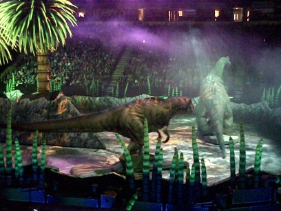 T-Rex stalks the Brachiosaurus